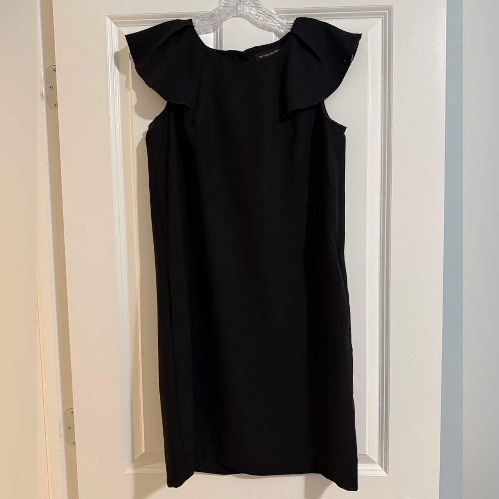 Banana Republic Black Mini Dress with Ruffle Accent